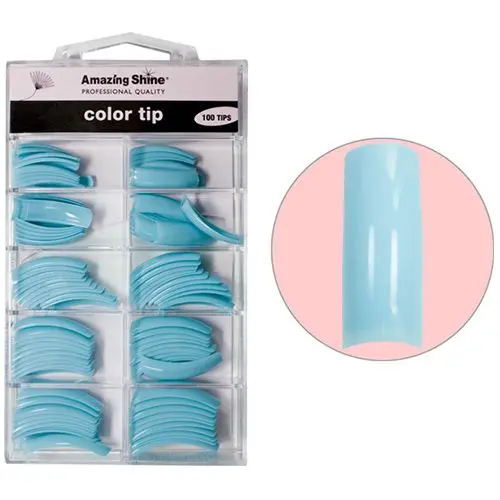 Tipsuri colorate unghii, în cutie - bleu, 100buc, nr.1 - 10