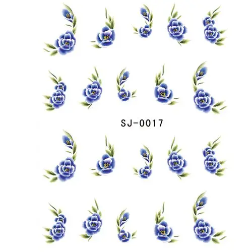 Modele transfer cu apă - flori bleumarin cu frunze