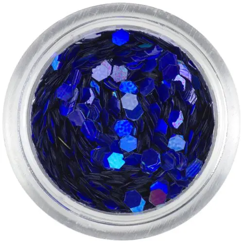 Decoraţiune cu efect holografic, 2mm - hexagon albastru-violet