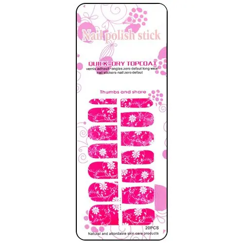 Stickere nail art - roz cu imprimeu floral