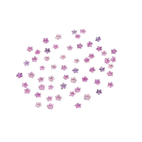 Strasuri violet pentru unghii - flori, 50 buc