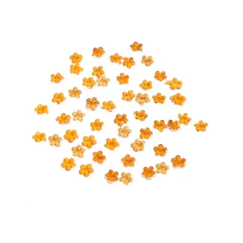 Strasuri portocaliu deschis pentru unghii - flori, 50 buc