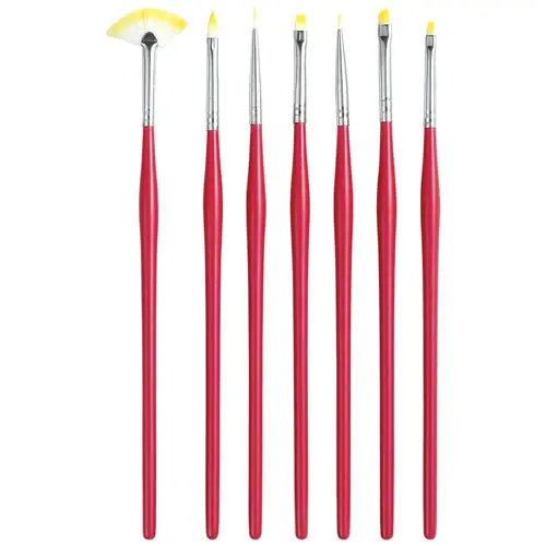 Pensule roşii pentru decorarea unghiilor - set cu 7 piese