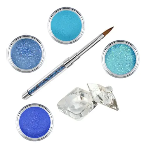 Set sclipici albastru Inginails - set de pudre acrilice colorate