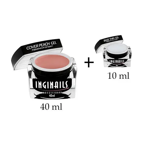 Set Inginails Professional - gel UV Cover Peach 40ml + gel UV Base Thin 10ml 