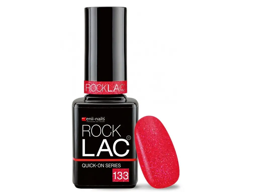 RockLac 133 - roșu-roz cu sclipici, 11ml