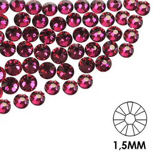 Pietre decorative pentru unghii - 1,5 mm - roz ciclam, 50 buc