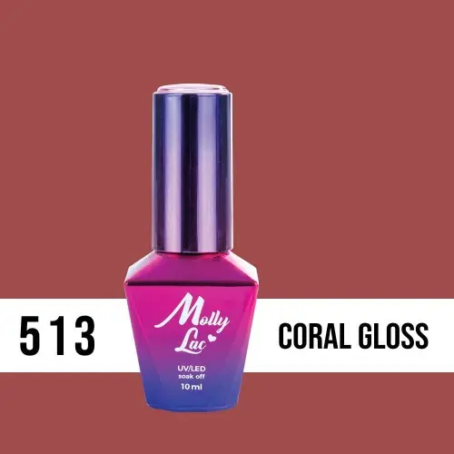Lac gel MOLLY LAC UV/LED gel polish Miss Iconic - Coral Gloss 513, 10ml