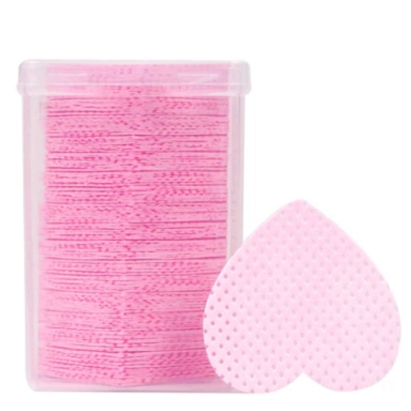 Nail polish remover cotton wipes - pink hearts, 200pcs