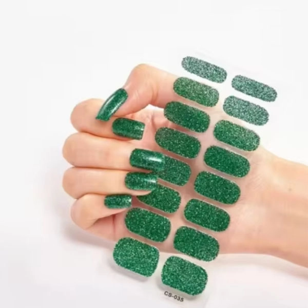 Self-Adhesive Nail Stickers - green glitters