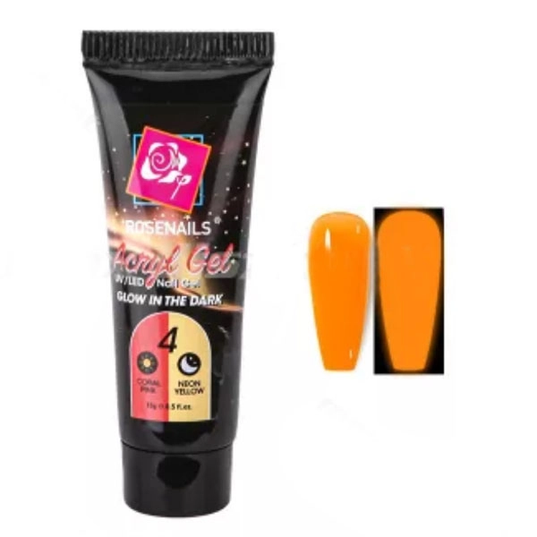 Colorat Gel Poly - Glow in the dark CORAL PINK/NEON YELLOW no.04, 15g