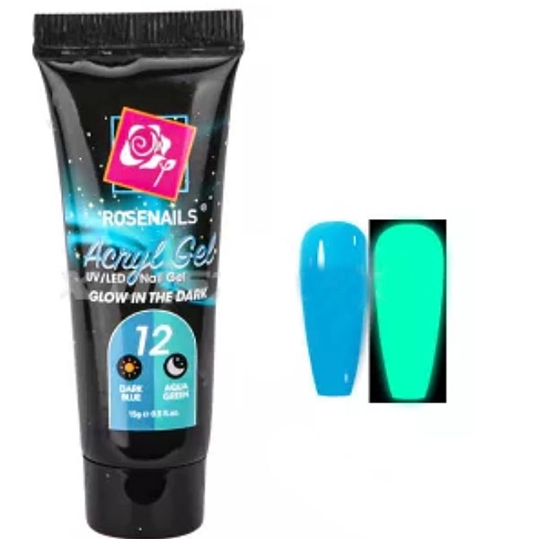 Gel colorat Poly - Glow in the dark DARK BLUE/AQUA GREEN no.12, 15g