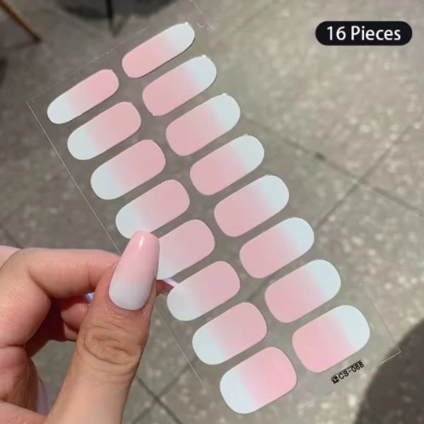 Self-Adhesive Nail Stickers - ombre, pink-white