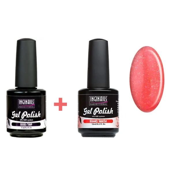 Set Base/Top + gel colorat Bloody Sunrise, 15ml