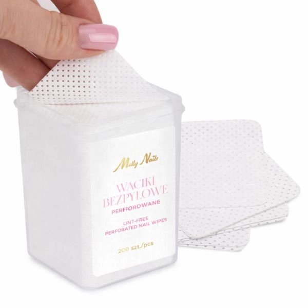 Șervețele din bumbac perforate pentru îndepărtarea ojei - alb, 200buc