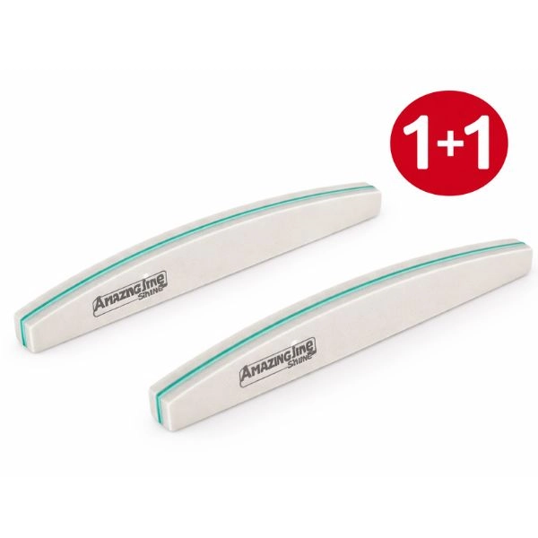 Pilă unghii profesională, spumă, semilună, zebră cu centrul verde - 100/180 - PROMOȚIE 1+1 GRATUITĂ