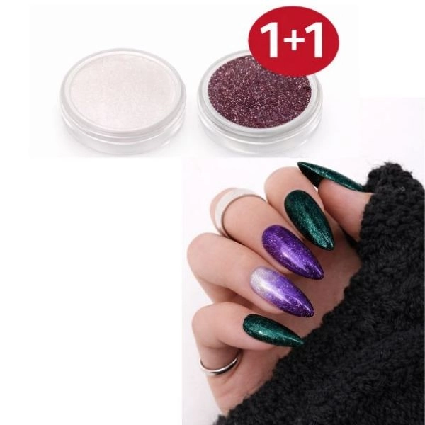 Pudră colorată cu efect de oglindă nr. 1 + nr.10, - PROMOȚIE 1+1 GRATUITĂ
