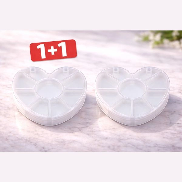 Casetă goală, în formă de inimă - 9 compartimente - PROMOȚIE 1+1 GRATUITĂ