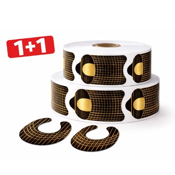 Șabloane pentru unghii - auriu-negru, 500 bucăți - 1+1 PROMOȚIE GRATUITĂ