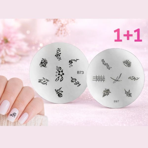Plăcuţă pentru ştampilare nail art B73 și B97 - PROMOȚIE 1+1 GRATUITĂ