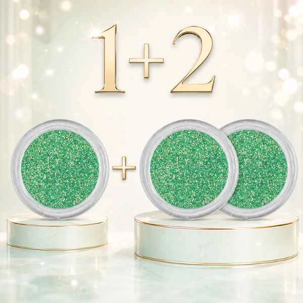 Pudră decorativă verde cu sclipici – OFERTĂ 1+2 GRATUIT