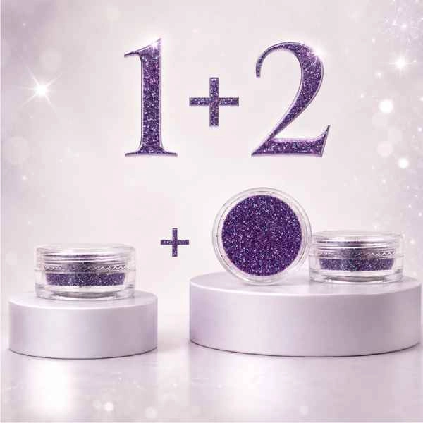 Pudră nail art - violet cu sclipici - OFERTĂ 1+2 GRATUIT