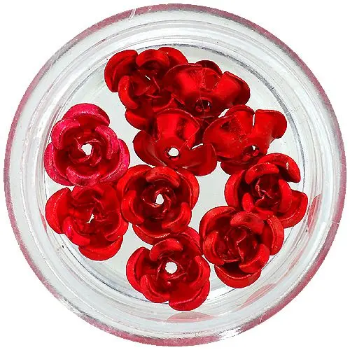 Decorațiuni ceramice pentru unghii - trandafiri roșii, 10 buc