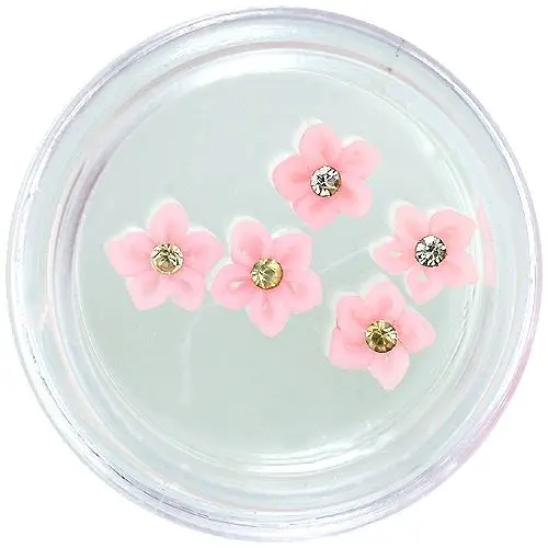 Flori acrilice roz deschis pentru decorarea unghiilor