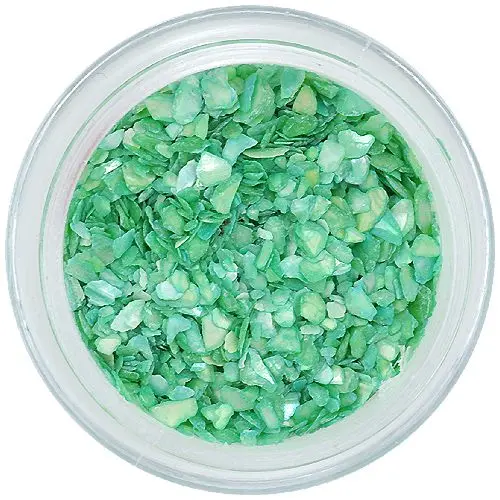 Decorațiuni nail art verde mentă - scoici zdrobite