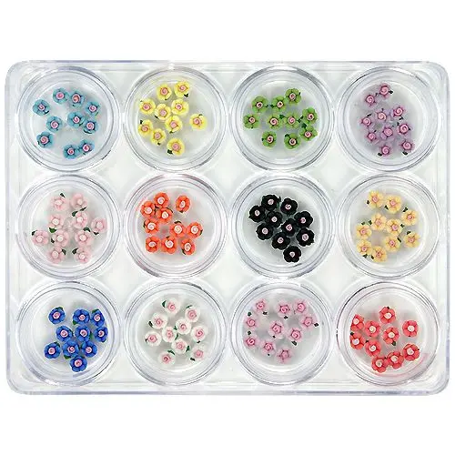 Kit nail art - flori acrilice, 12 buc