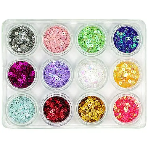 Kit mixt nail art, 12 buc - paiete rotunde 5g