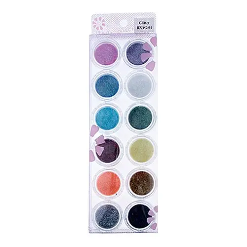 Set decorativ, 12 buc - Pudre nail art 5g